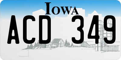 IA license plate ACD349