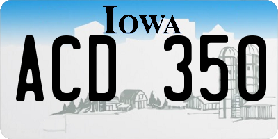 IA license plate ACD350