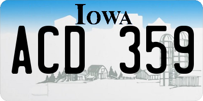IA license plate ACD359