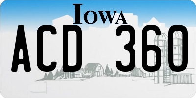 IA license plate ACD360