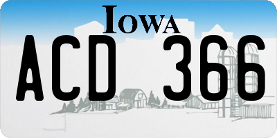 IA license plate ACD366
