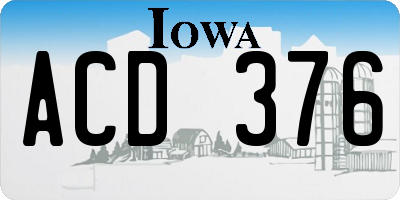 IA license plate ACD376