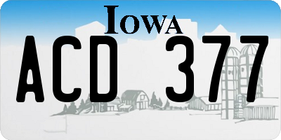 IA license plate ACD377