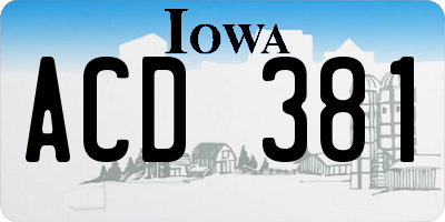 IA license plate ACD381
