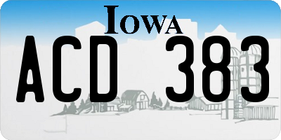 IA license plate ACD383