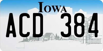 IA license plate ACD384