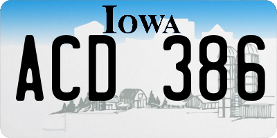 IA license plate ACD386