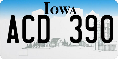 IA license plate ACD390
