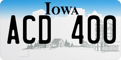 IA license plate ACD400