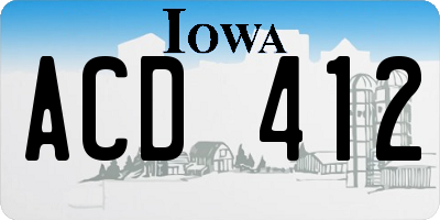 IA license plate ACD412