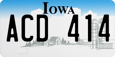IA license plate ACD414