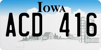 IA license plate ACD416