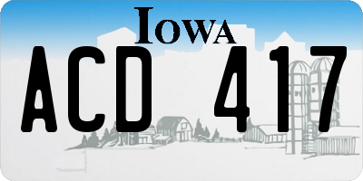 IA license plate ACD417