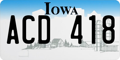 IA license plate ACD418