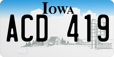 IA license plate ACD419