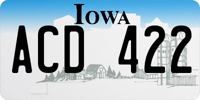 IA license plate ACD422