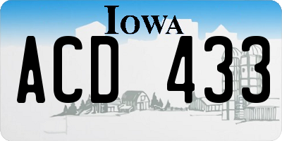 IA license plate ACD433
