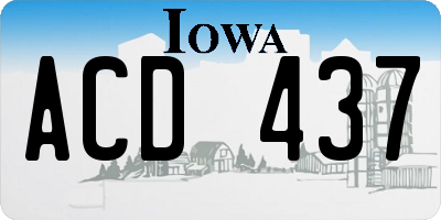 IA license plate ACD437