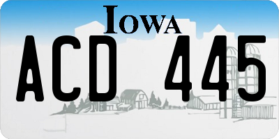 IA license plate ACD445