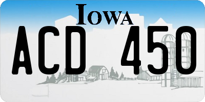 IA license plate ACD450