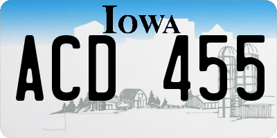 IA license plate ACD455