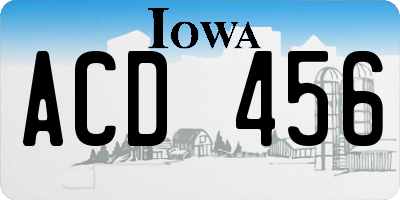 IA license plate ACD456