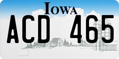IA license plate ACD465