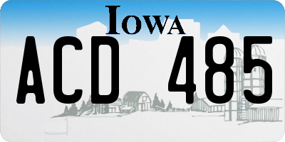 IA license plate ACD485