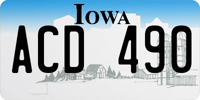 IA license plate ACD490