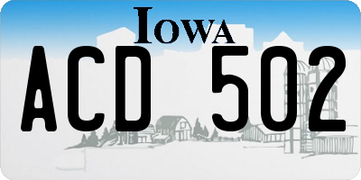 IA license plate ACD502