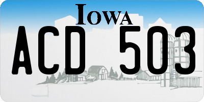 IA license plate ACD503