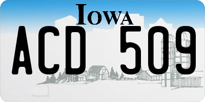 IA license plate ACD509