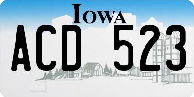 IA license plate ACD523