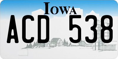 IA license plate ACD538
