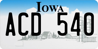 IA license plate ACD540