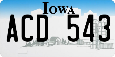 IA license plate ACD543