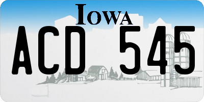 IA license plate ACD545