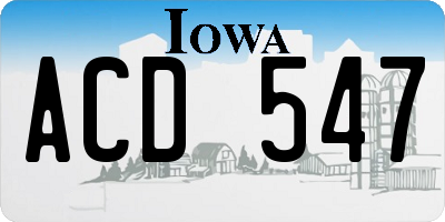 IA license plate ACD547