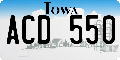 IA license plate ACD550