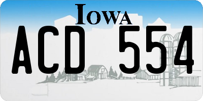 IA license plate ACD554