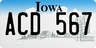 IA license plate ACD567