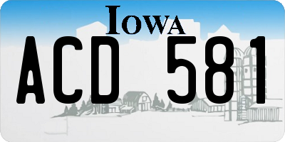 IA license plate ACD581