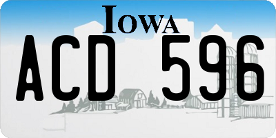 IA license plate ACD596