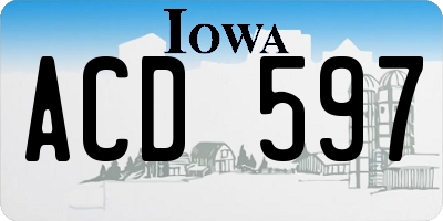 IA license plate ACD597