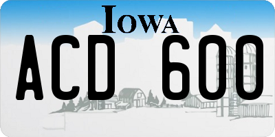 IA license plate ACD600