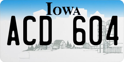 IA license plate ACD604