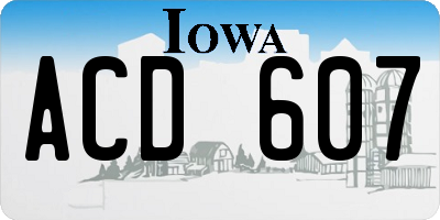 IA license plate ACD607