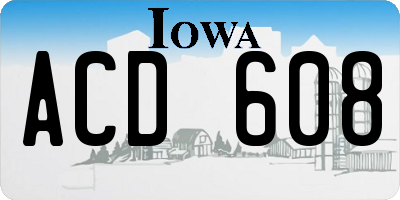 IA license plate ACD608
