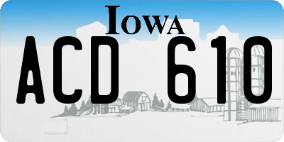 IA license plate ACD610