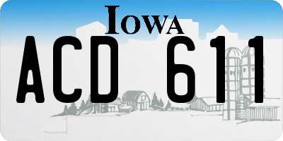IA license plate ACD611